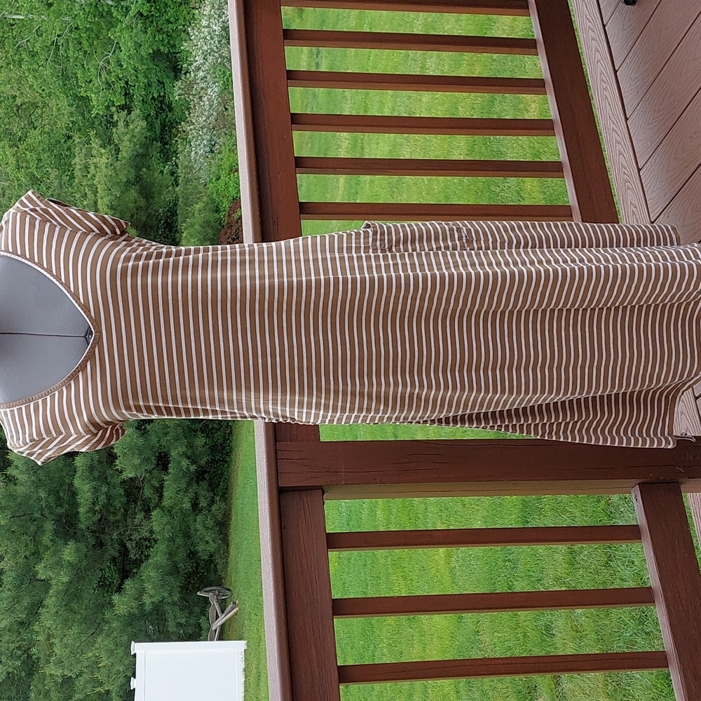 Toad&Co Muse Striped Maxi Dress, Brown/White, sz M